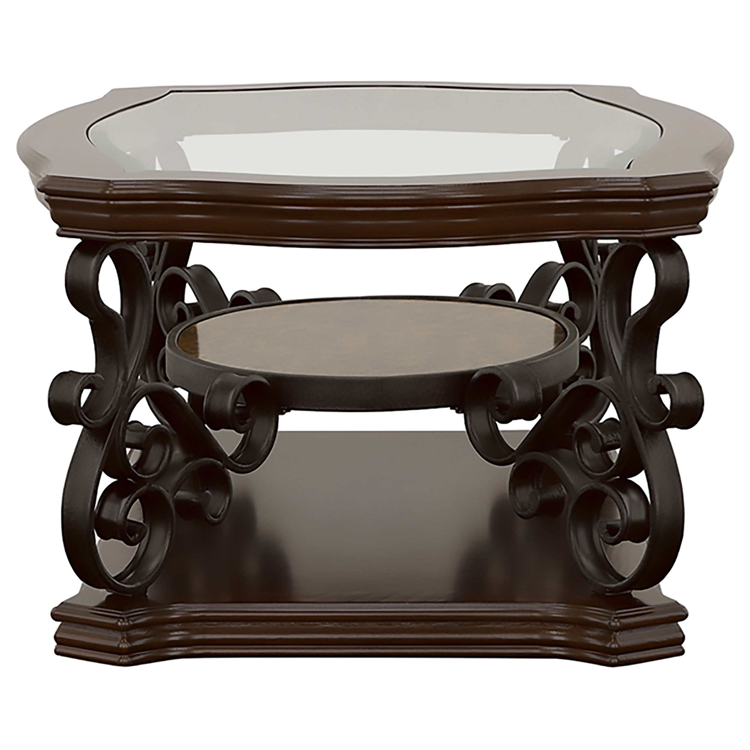 Laney 3-piece Glass Top Coffee And End Table Set Dark Merlot