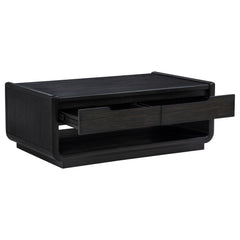 Leandro 2-drawer Wood Cocktail Coffee Table Burnished Black