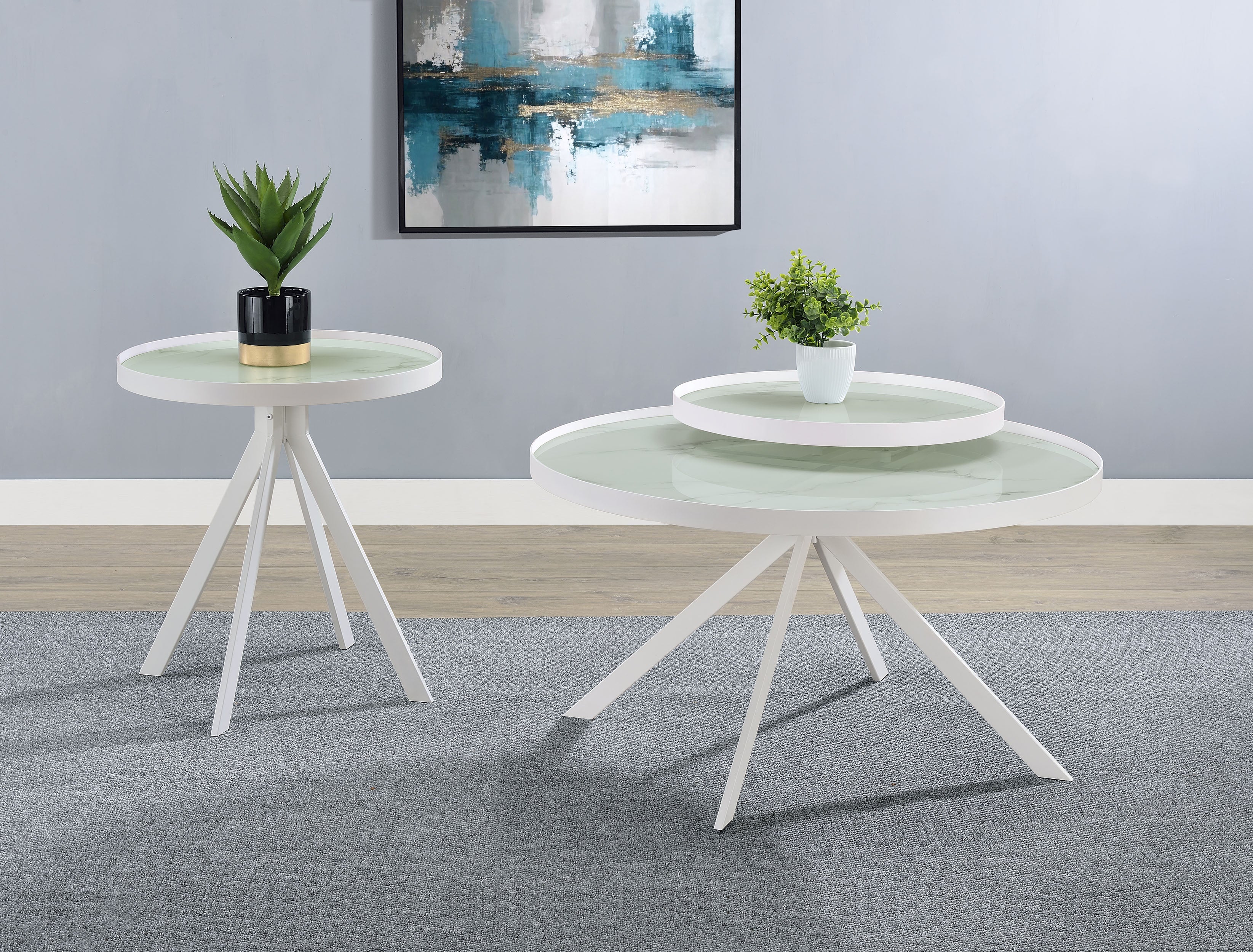 Briggs 2-piece Round Coffee And End Table Set White