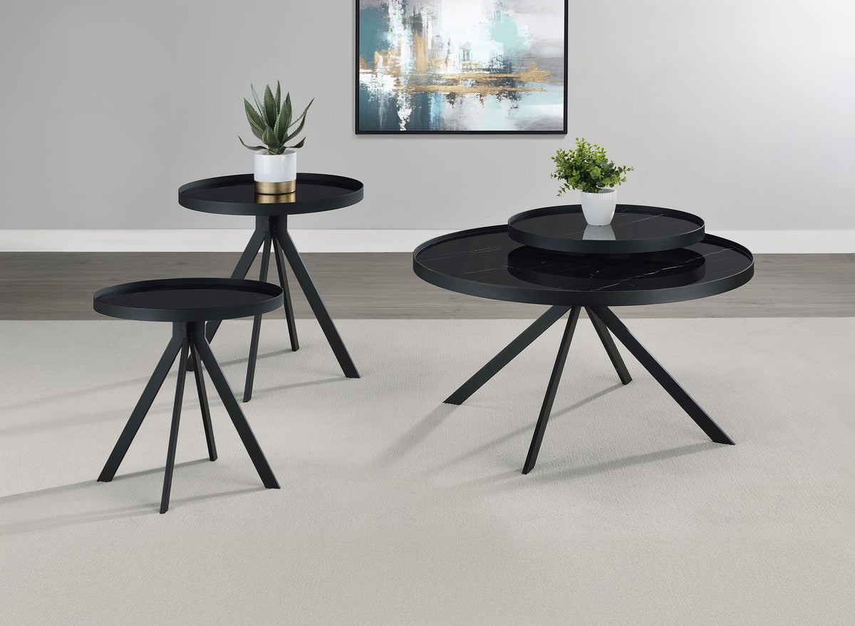 Briggs 3-piece Round Coffee And End Table Set Black
