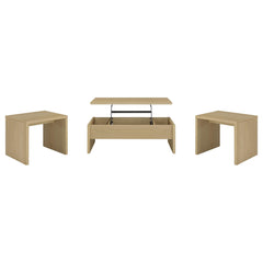 Canoga 3-piece Lift Top Cocktail Coffee Table Set Light Oak