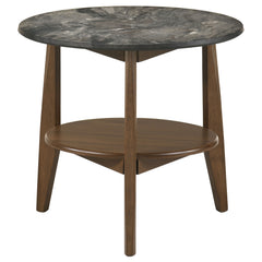 Bradley 3-piece Round Smarttop Coffee Table Set Smokey Grey And Brown