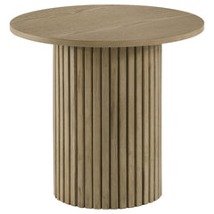 Hamlyn 2-piece Round Fluted Coffee And End Table Set Natural Oak