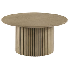 Hamlyn Round Fluted Occasional Cocktail Coffee Table Natural Oak