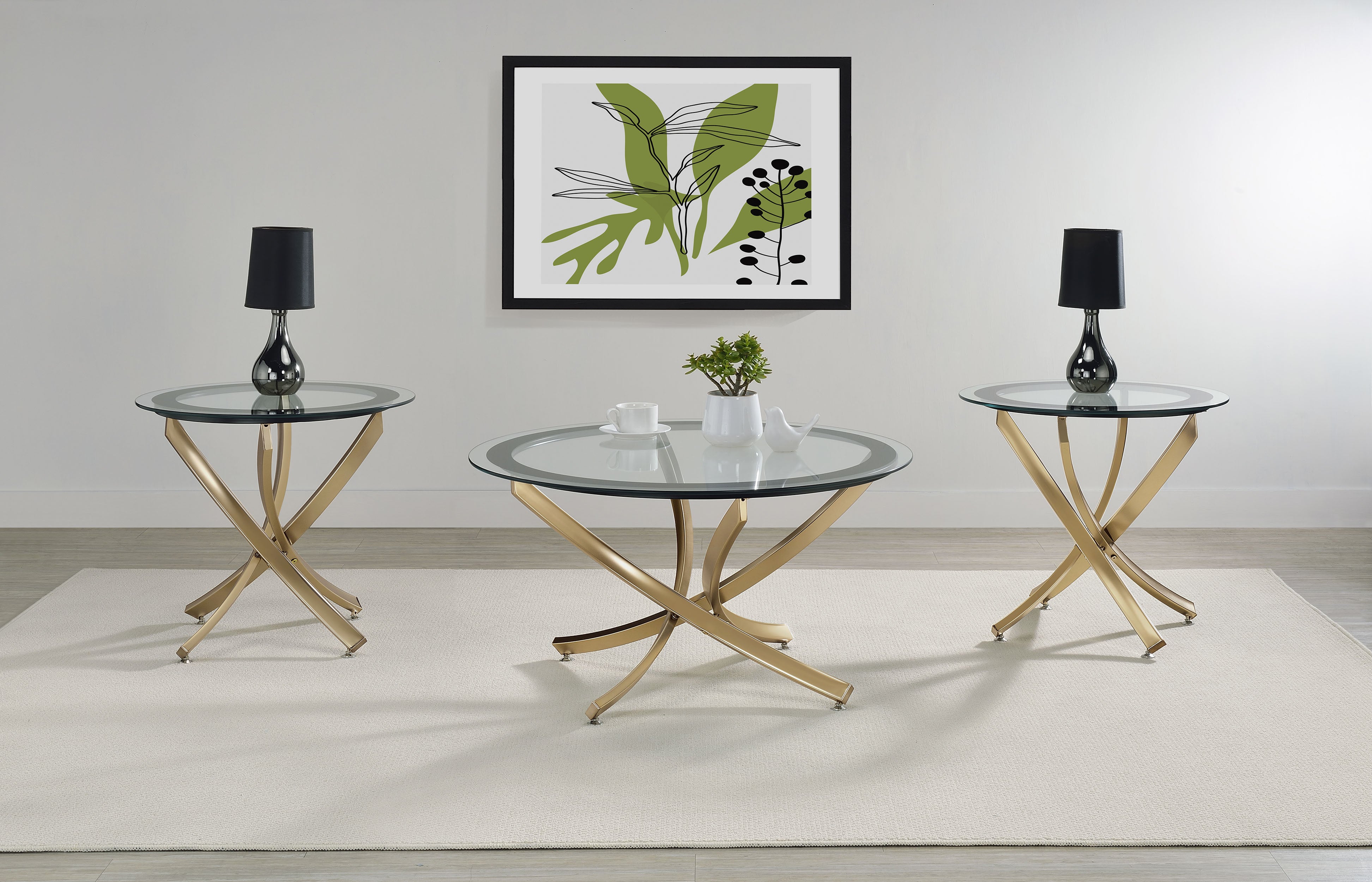 Brooke 3-piece Round Coffee And End Table Set Rose Brass