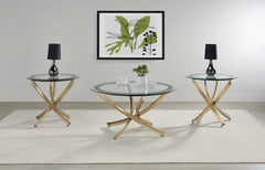 Brooke 3-piece Round Coffee And End Table Set Rose Brass