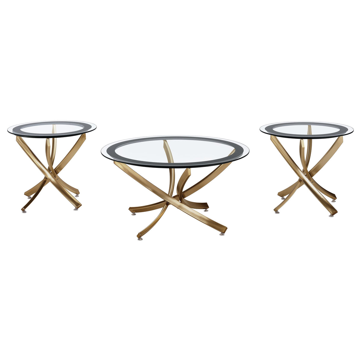 Brooke 3-piece Round Coffee And End Table Set Rose Brass
