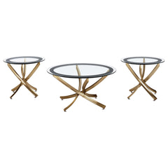 Brooke 3-piece Round Coffee And End Table Set Rose Brass