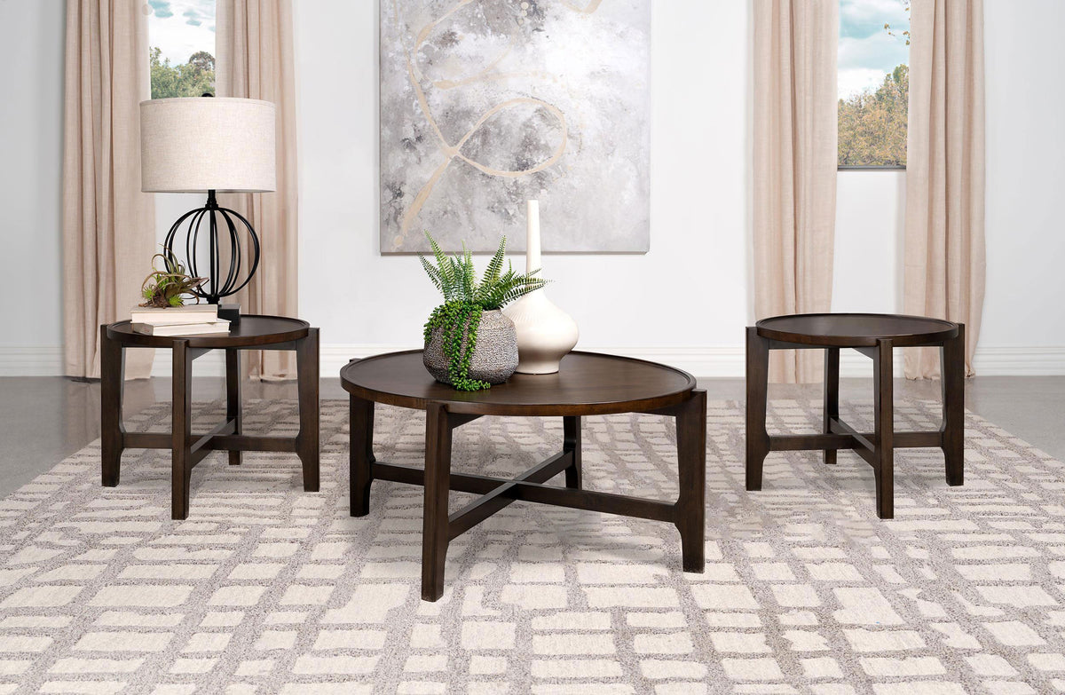 Cota 3-piece Solid Wood Coffee And End Table Set Dark Brown