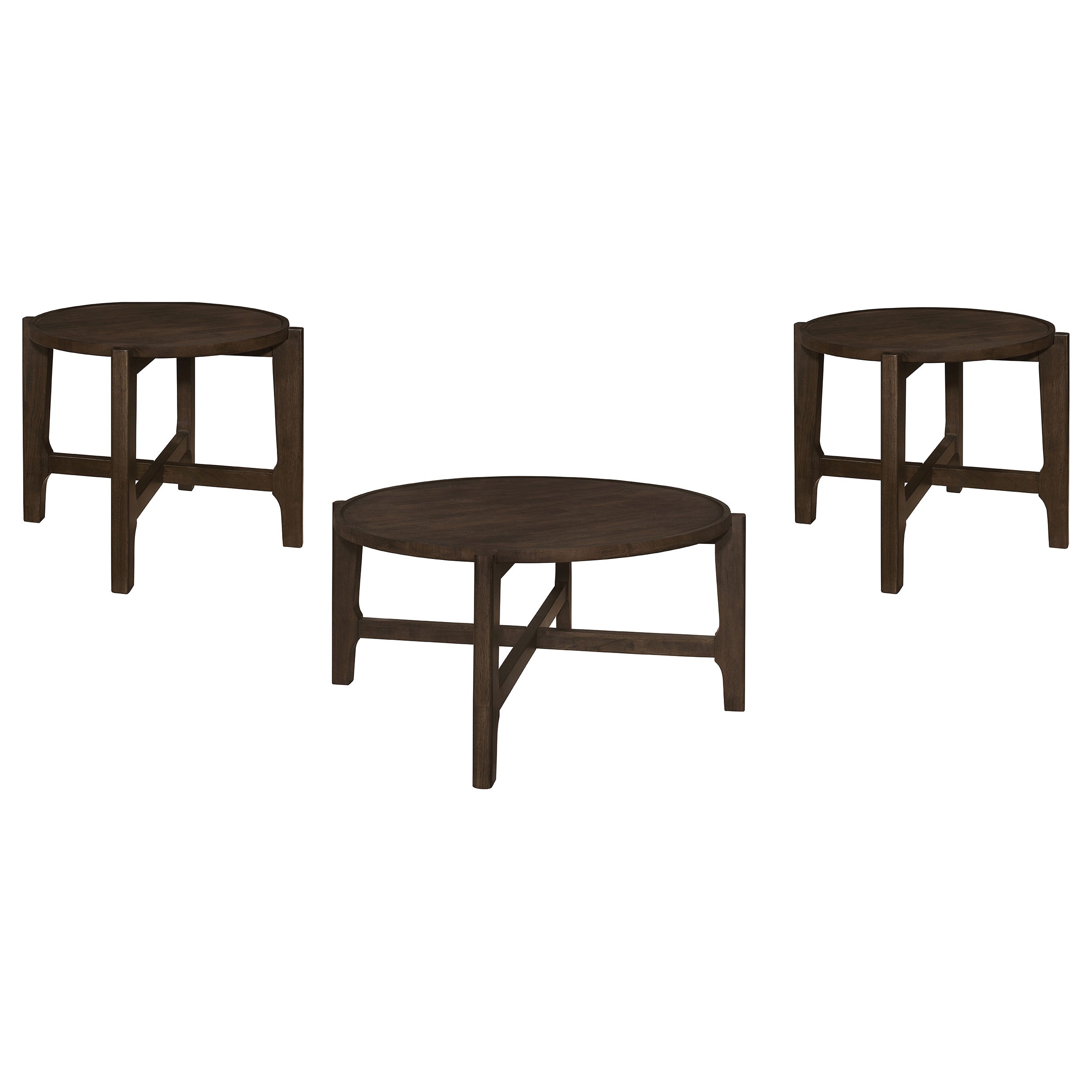 Cota 3-piece Solid Wood Coffee And End Table Set Dark Brown