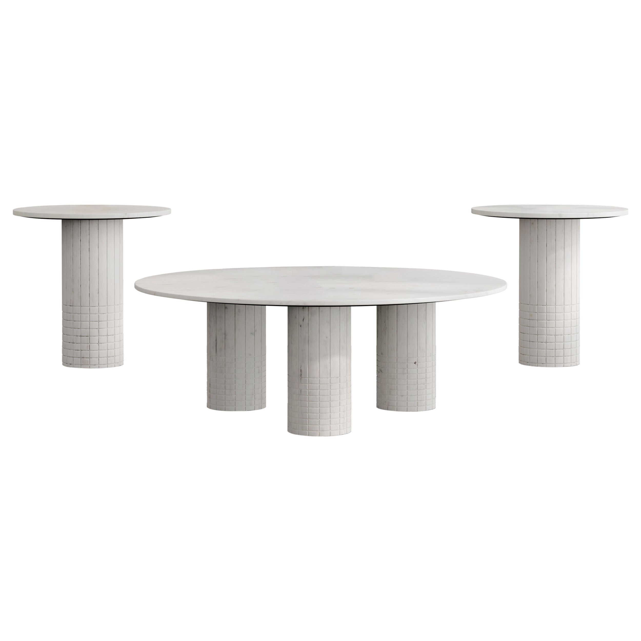 Astoria 3-piece Marble Coffee And End Table Set White