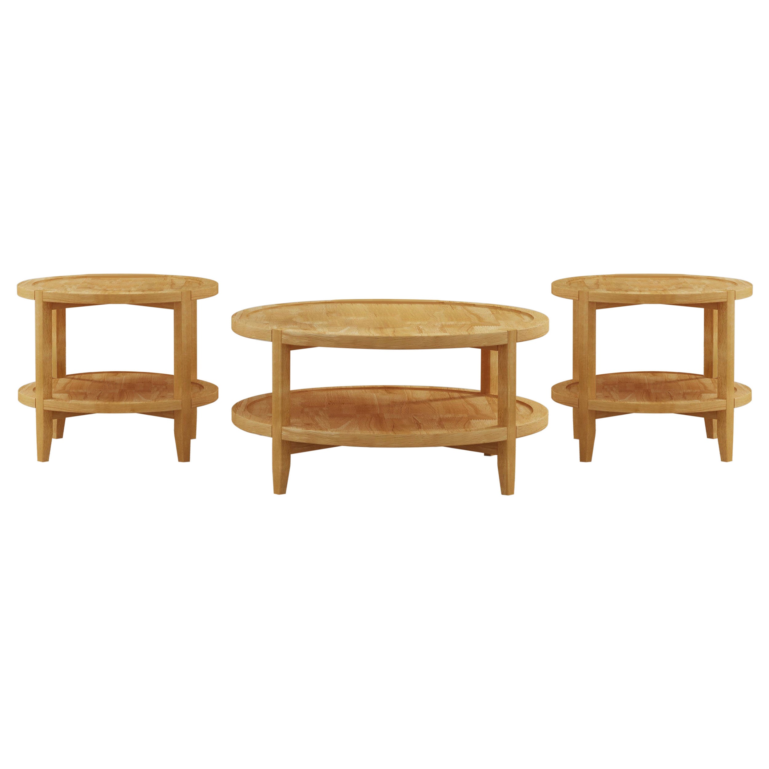 Camillo 3-piece Round Coffee And End Table Set Maple