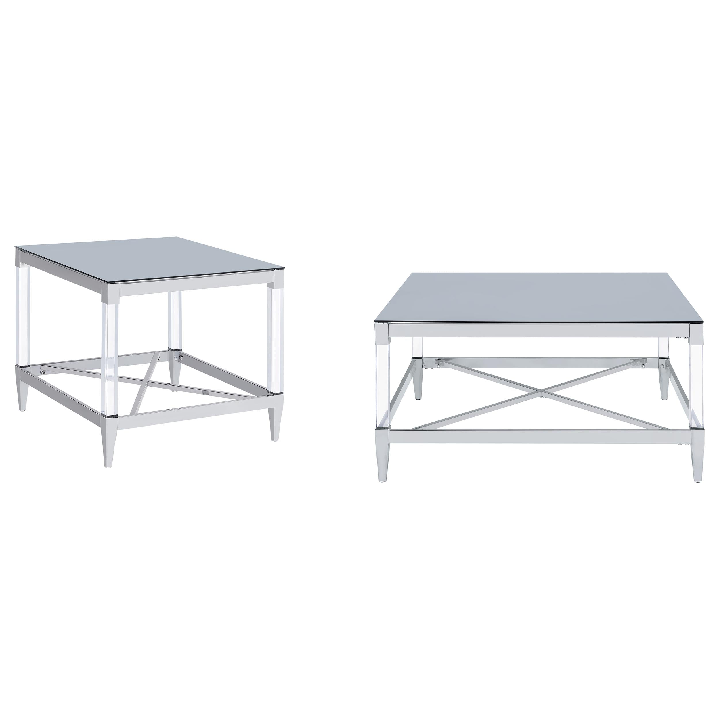 Lindley 2-piece Square Coffee And End Table Set Chrome