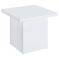 Devar 2-piece Square Coffee End Table Set White High Gloss