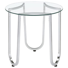 Beller Round Tempered Glass Top End Side Table Chrome