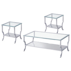 Saide 3-piece Glass Top Coffee And End Table Set Chrome