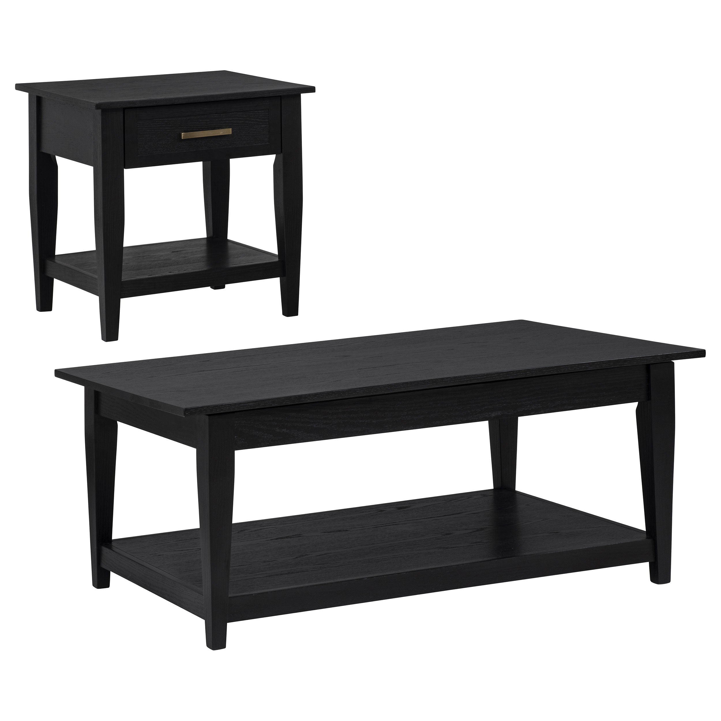 Lindenton 2-piece Wood Lift-top Coffee And End Table Set Black