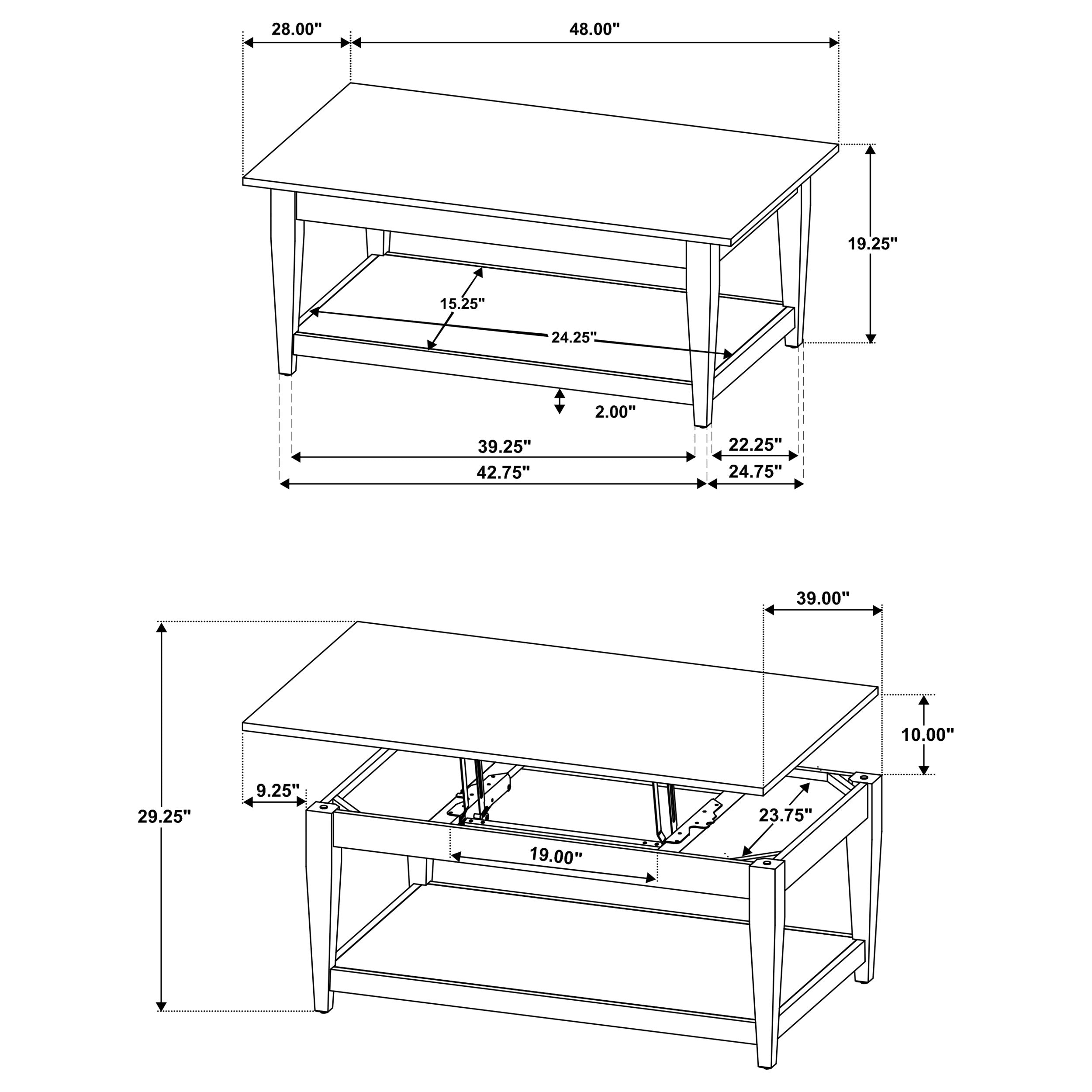 Lindenton 2-piece Wood Lift-top Coffee And End Table Set Black