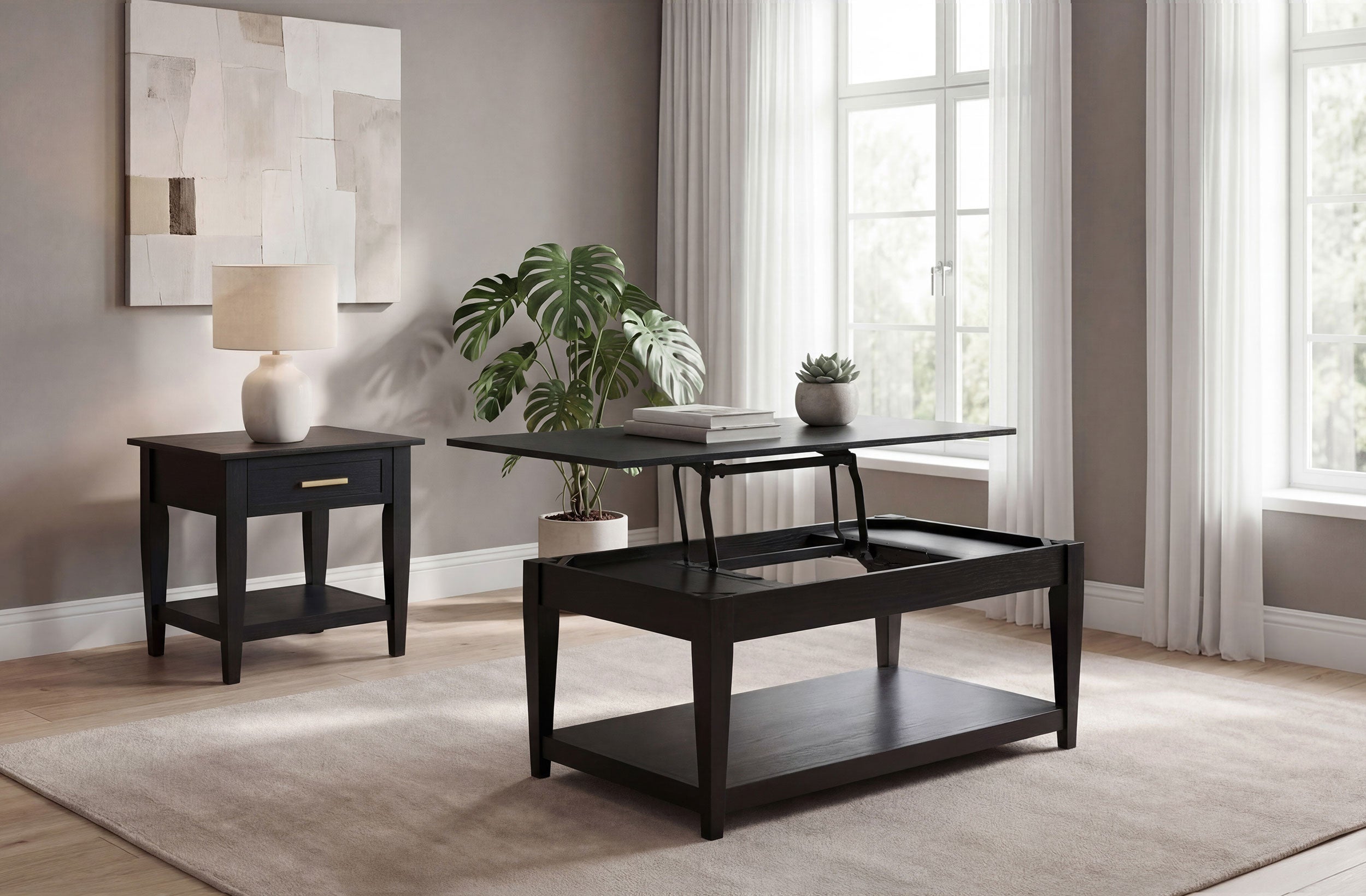Lindenton Lift-top Occasional Cocktail Coffee Table Black