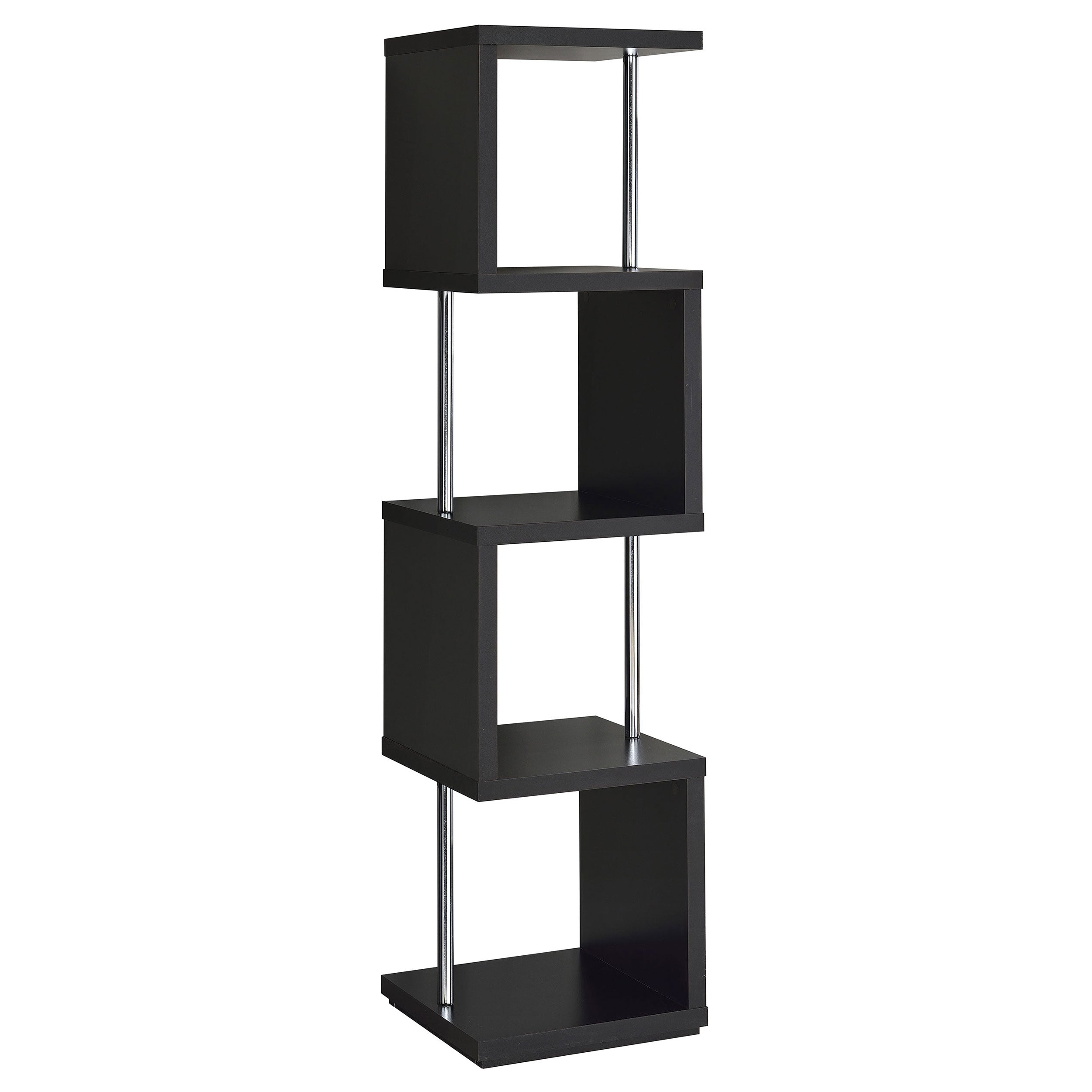 Baxter 67-inch 4-shelf Bookshelf Black And Chrome
