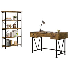 Analiese 2-piece Computer Desk Bookcase Set Rustic Nutmeg