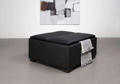 Paris Upholstered Storage Ottoman With Tray Black - MyWaynesHome #