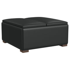 Paris Upholstered Storage Ottoman With Tray Black - MyWaynesHome #