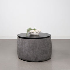 Tesoro Round Upholstered Lift Top Storage Ottoman Grey - MyWaynesHome #