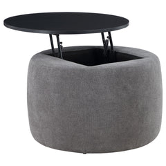 Tesoro Round Upholstered Lift Top Storage Ottoman Grey - MyWaynesHome #