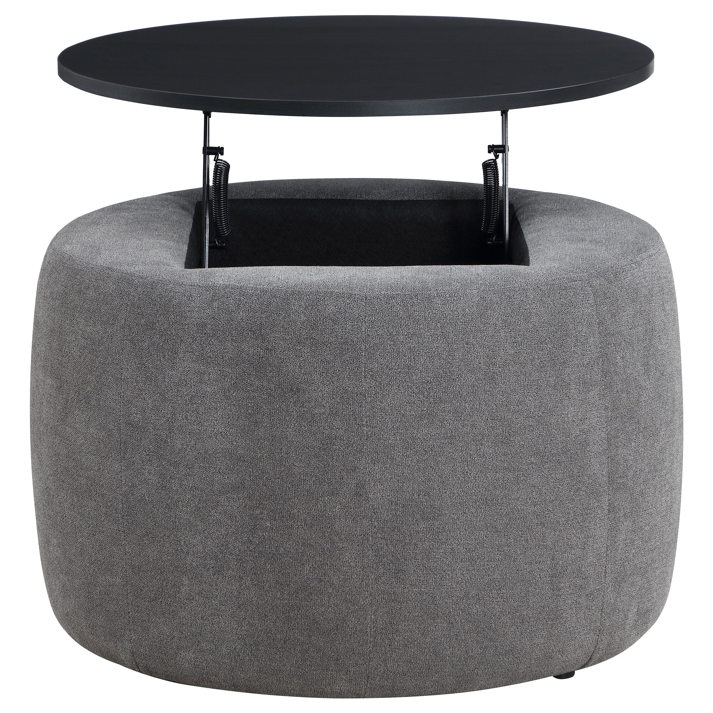 Tesoro Round Upholstered Lift Top Storage Ottoman Grey - MyWaynesHome #