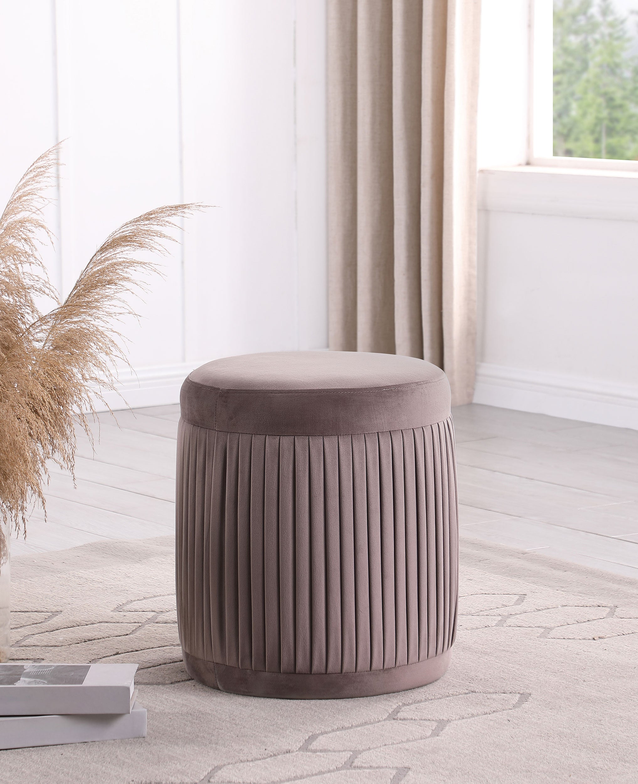 Tovar Round Upholstered Ottoman Mauve - MyWaynesHome #