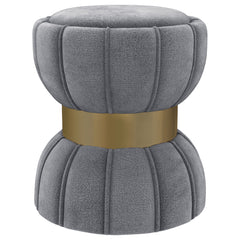 Sora Round Upholstered Ottoman Grey - MyWaynesHome #