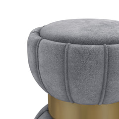 Sora Round Upholstered Ottoman Grey - MyWaynesHome #