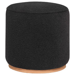 Zena Faux Sheepskin Upholstered Round Ottoman Black - MyWaynesHome #