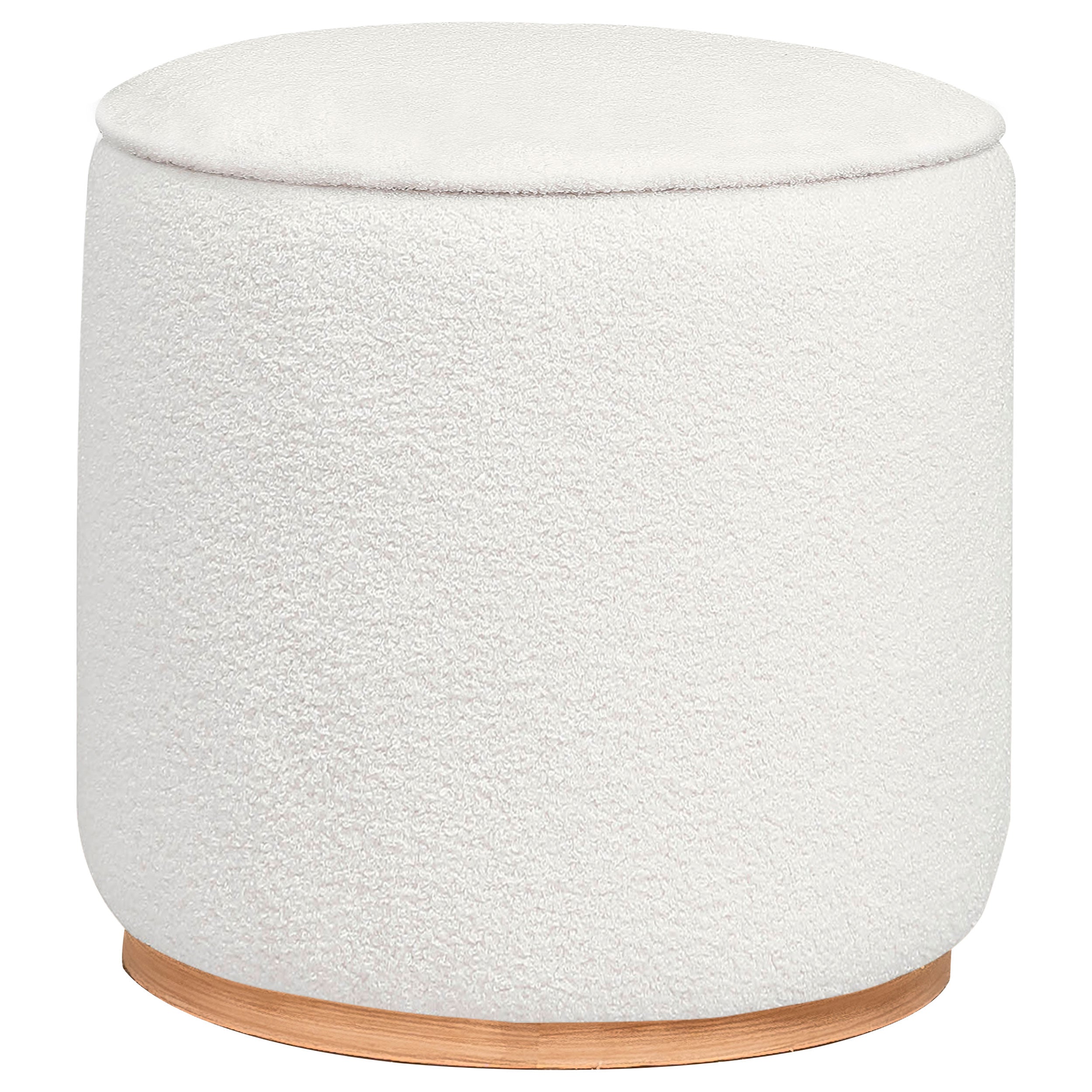 Zena Faux Sheepskin Upholstered Round Ottoman Ivory - MyWaynesHome #