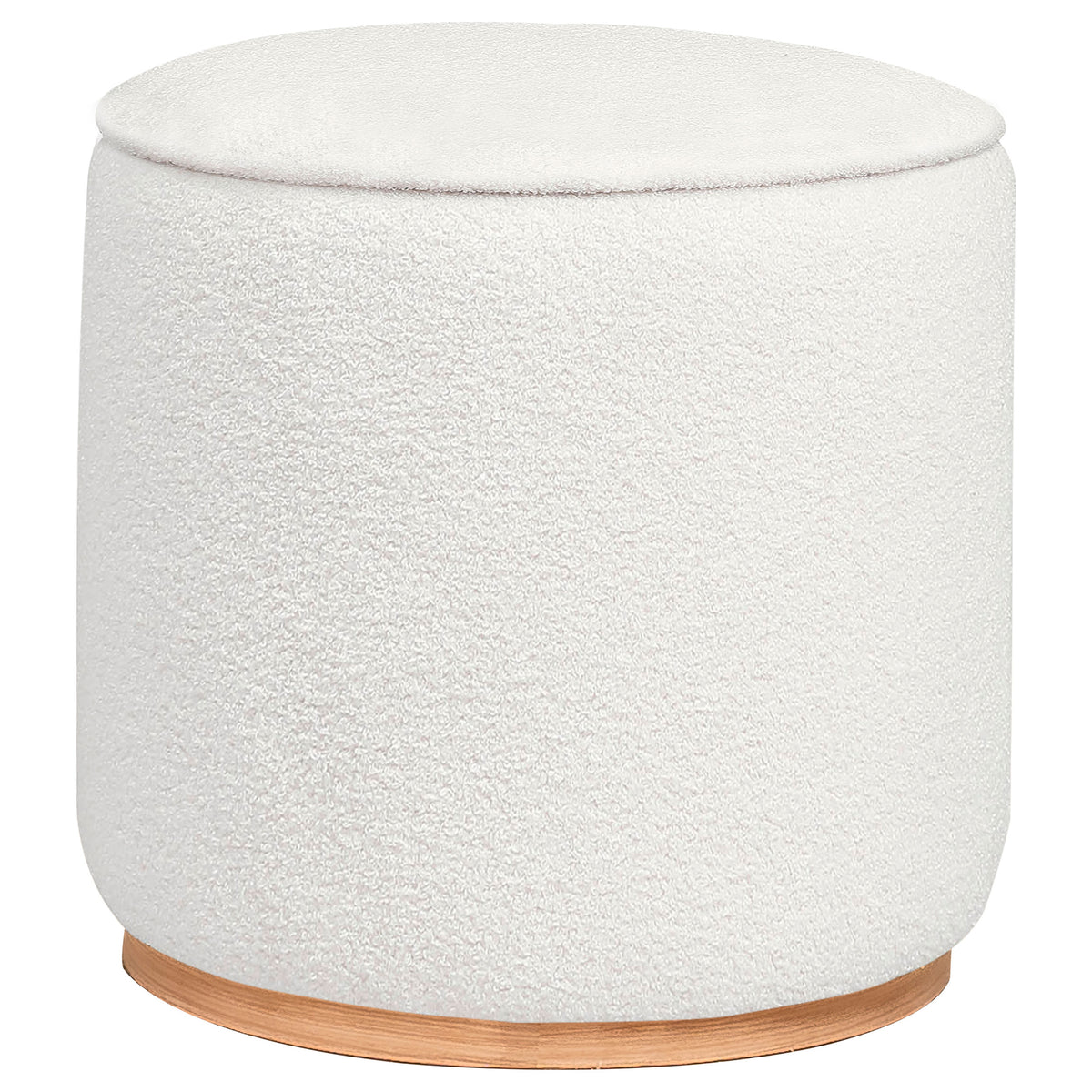 Zena Faux Sheepskin Upholstered Round Ottoman Ivory - MyWaynesHome #