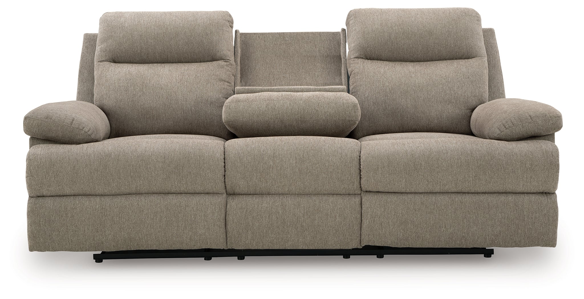 Side-Swipe Reclining Sofa with Drop Down Table