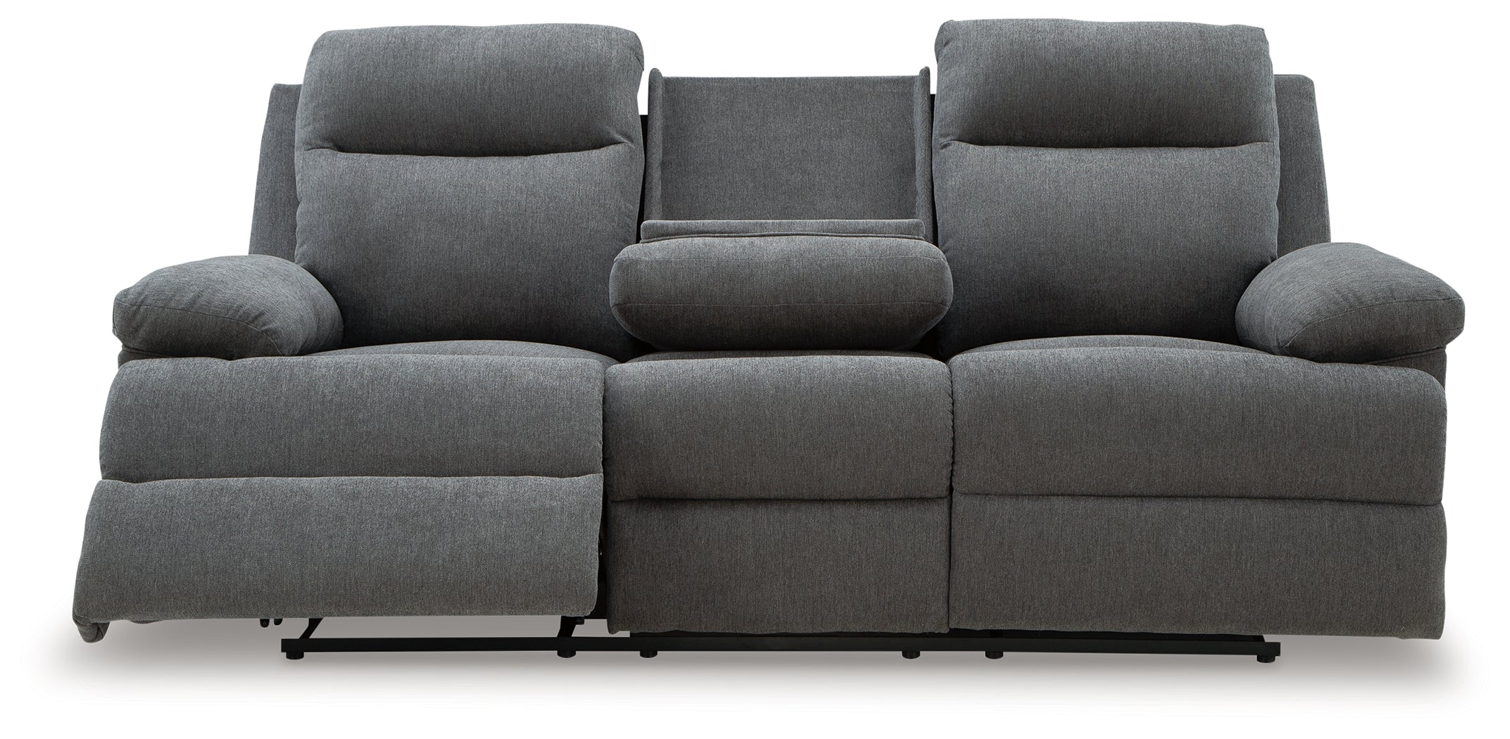 Side-Swipe Reclining Sofa with Drop Down Table