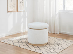Remuda Boucle Upholstered Round Storage Ottoman Ivory