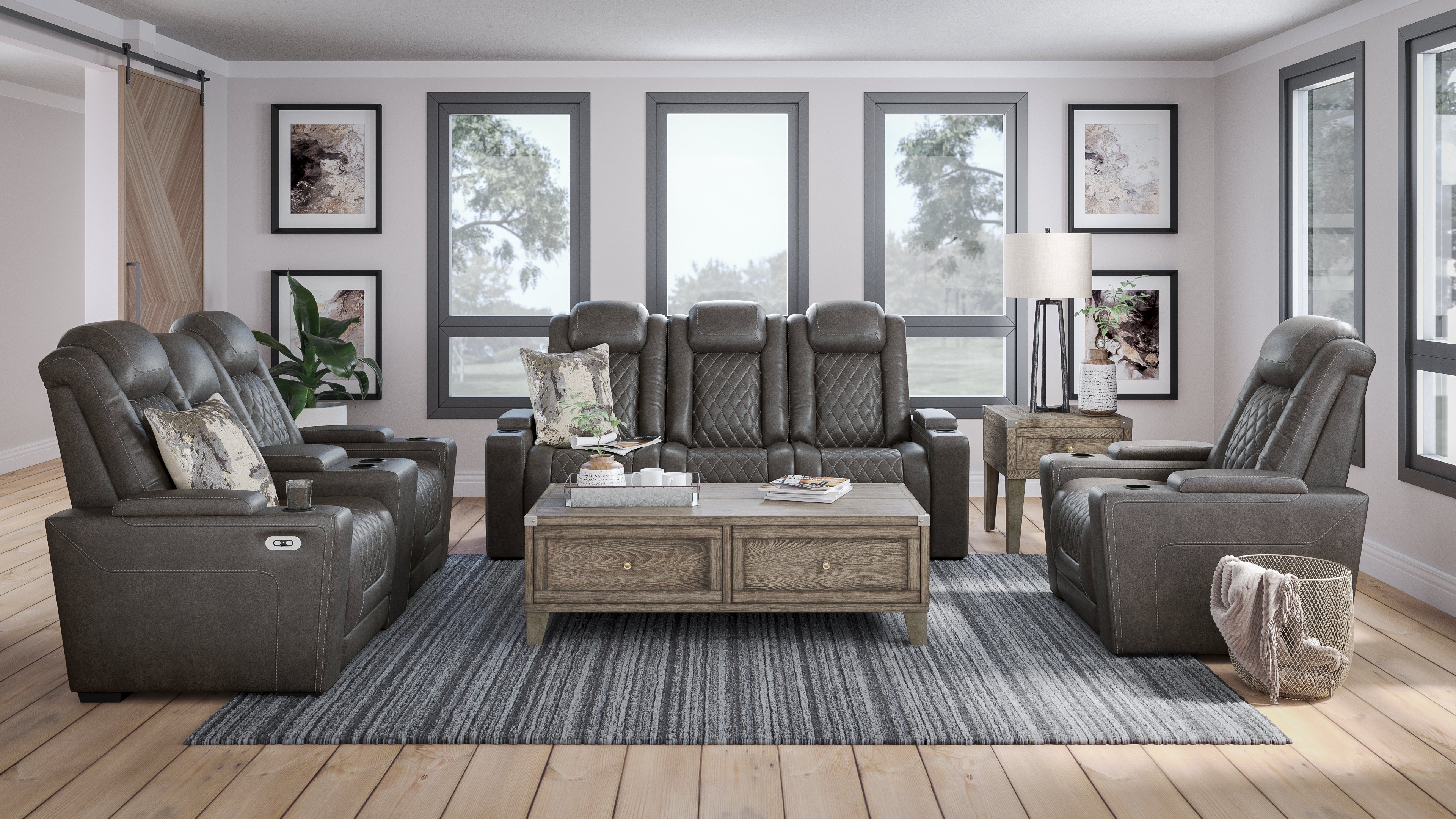 HyllMont Power Reclining Loveseat and Power Recliner