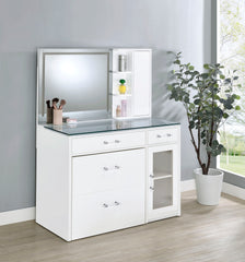 Flora 2-drawer Vanity Set With Led Mirror White High Gloss