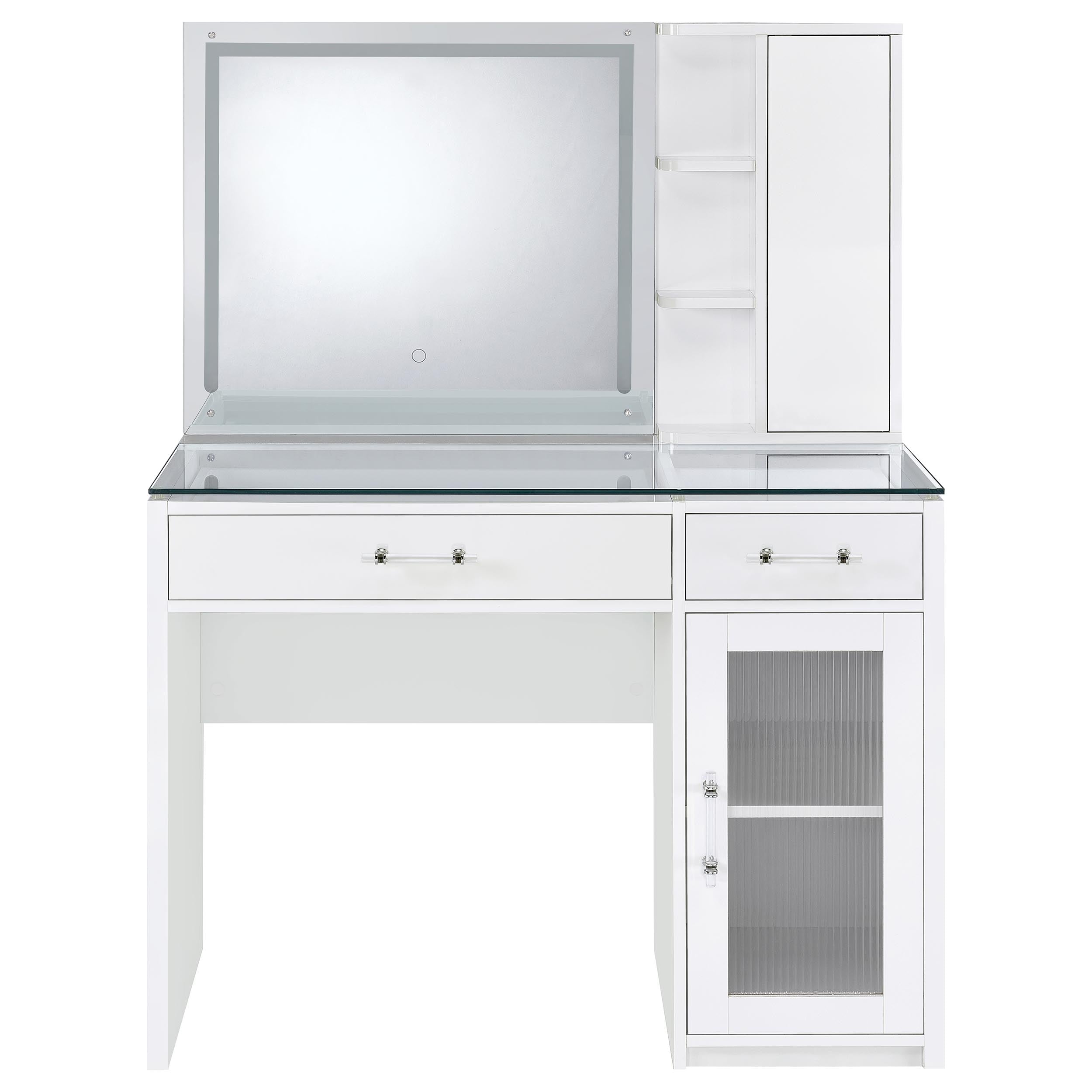 Flora 2-drawer Vanity Set With Led Mirror White High Gloss
