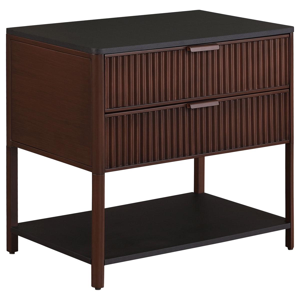 Zimmerlee 2-drawer Side Table With Shelf Rust Brown