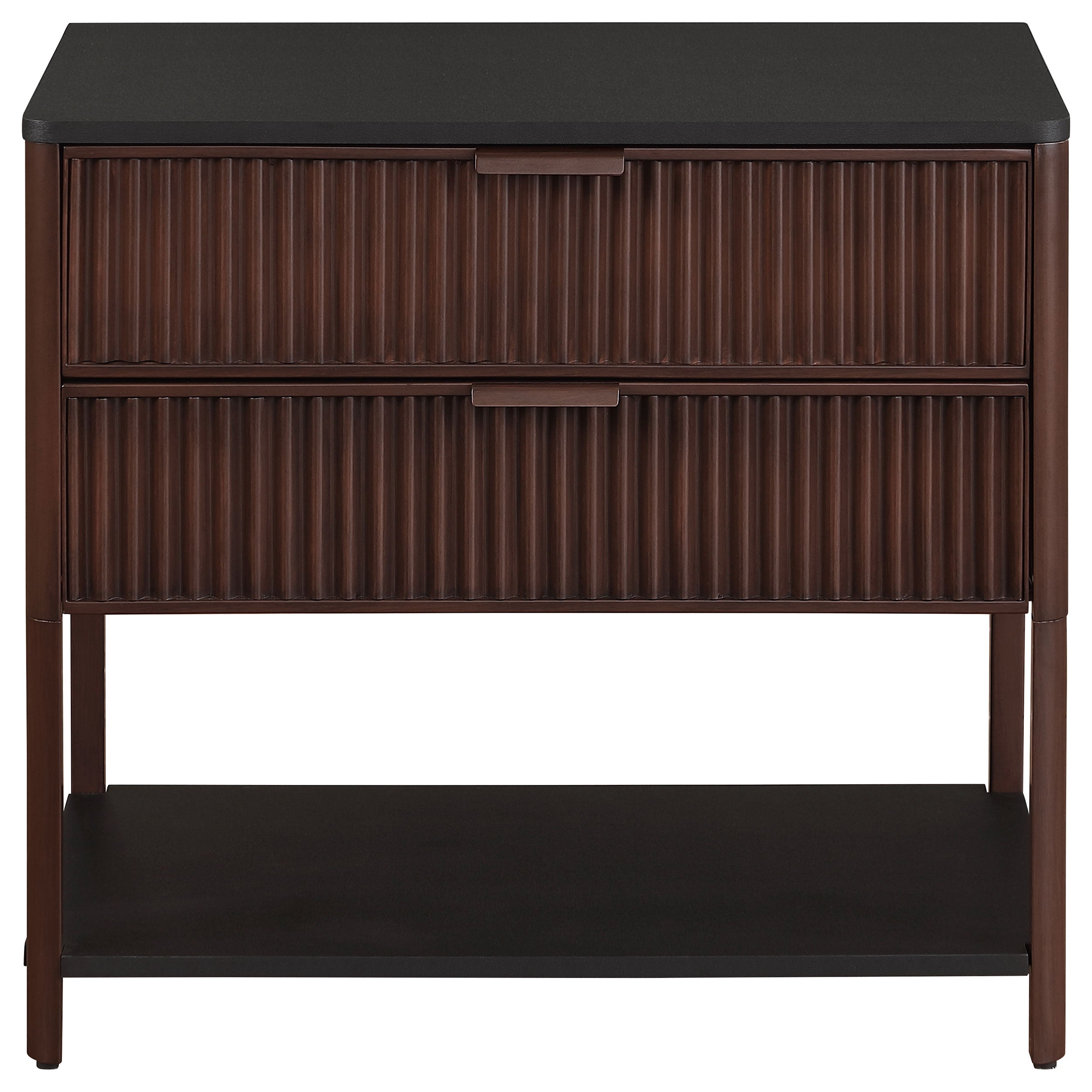 Zimmerlee 2-drawer Side Table With Shelf Rust Brown