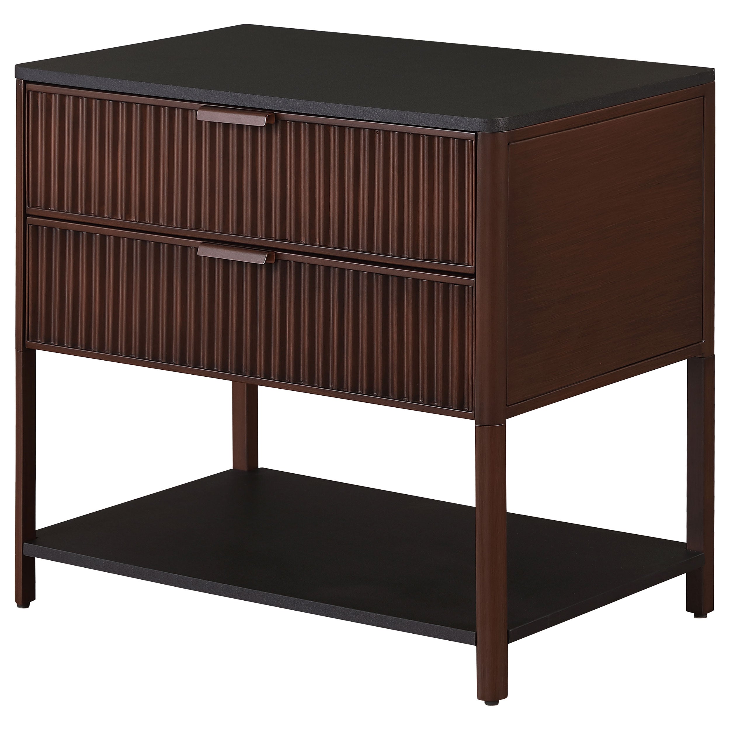 Zimmerlee 2-drawer Side Table With Shelf Rust Brown