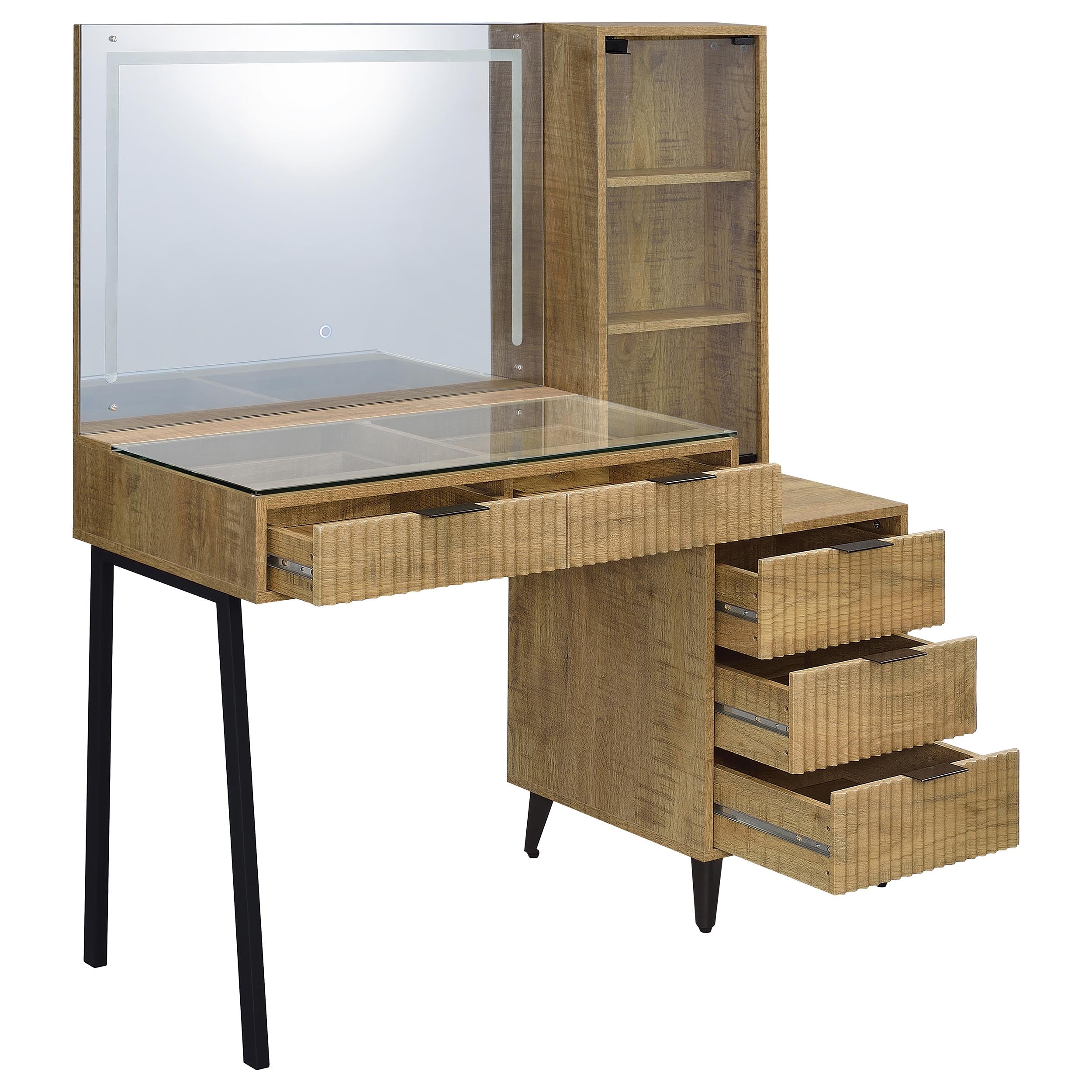 light brown dressing table White Ash Solid Wood Modern Vanity Table 23.6x19.7x47.2 inch / 60x50x120 cm / Walnut Color / Vanity Table