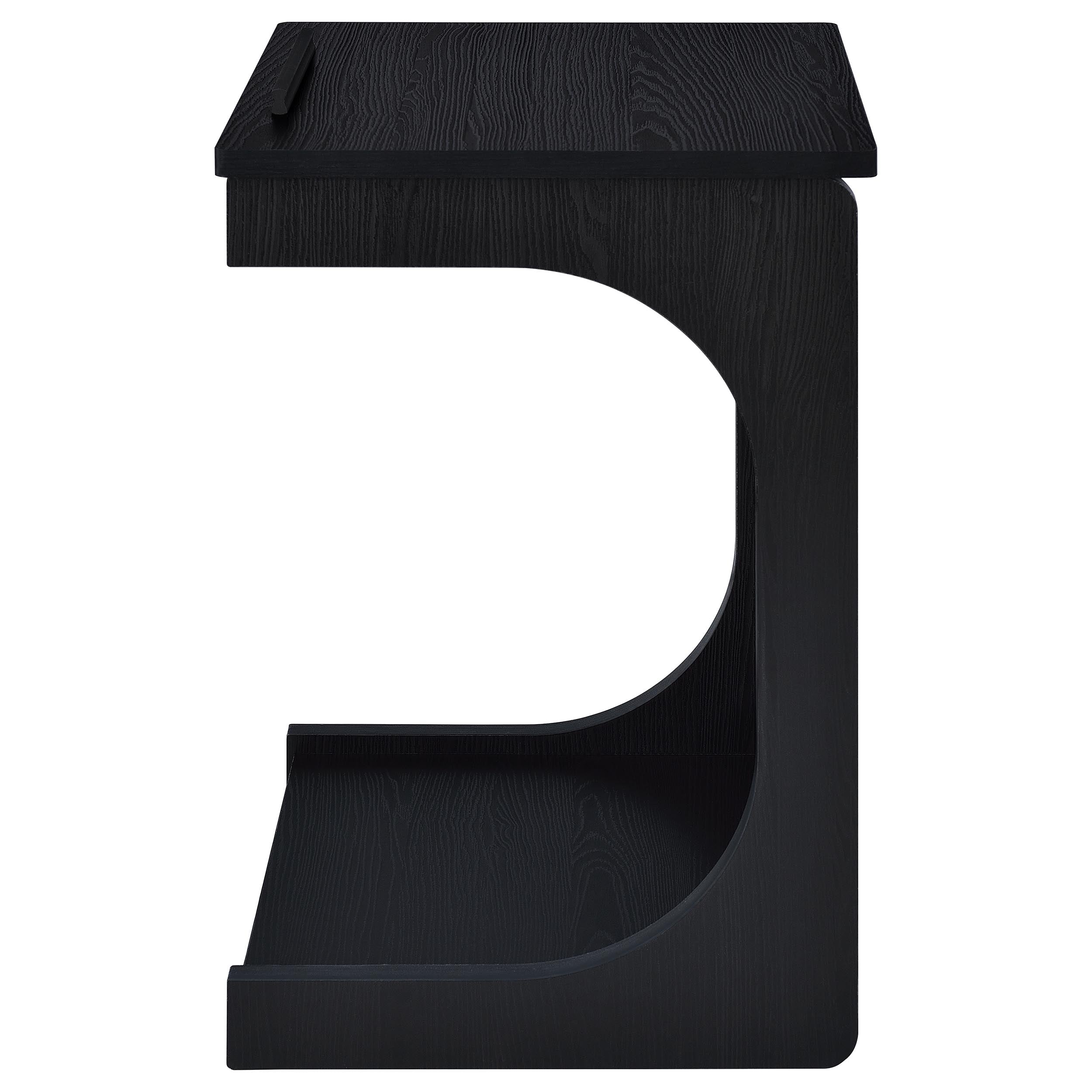 Ralston C-shaped Lift-top Sofa Side Table With Casters Black