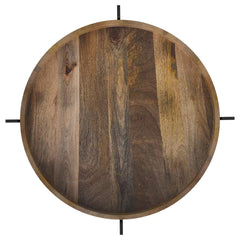 Adhvik Round End Side Table Marble Shelf Natural And Black