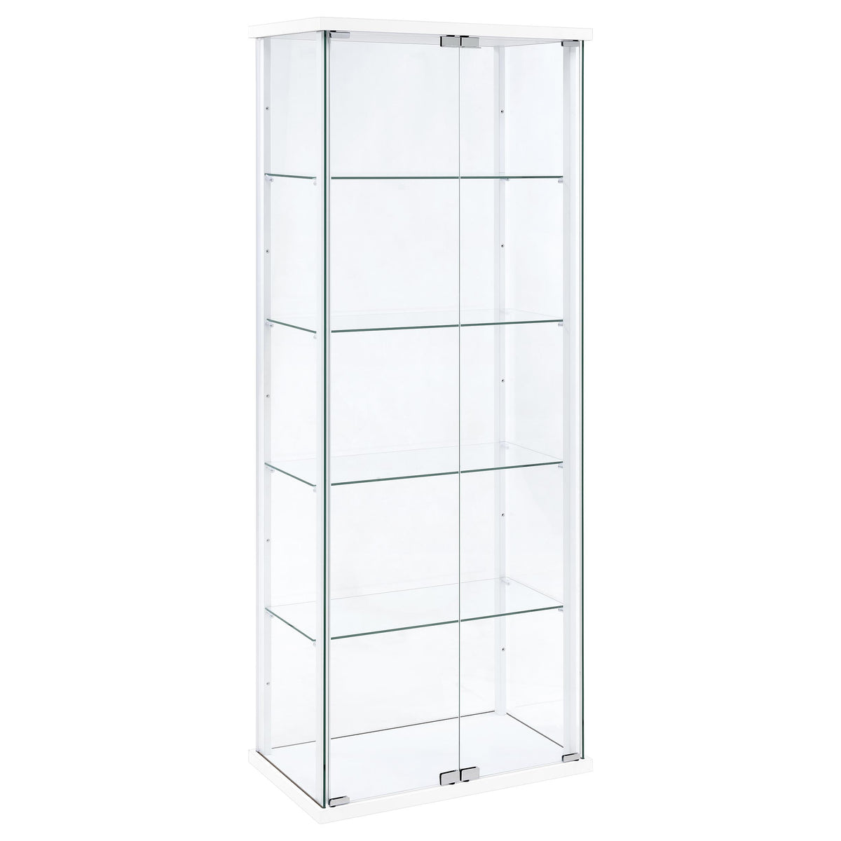 Delphinium 4-shelf Clear Glass Curio Display Cabinet White