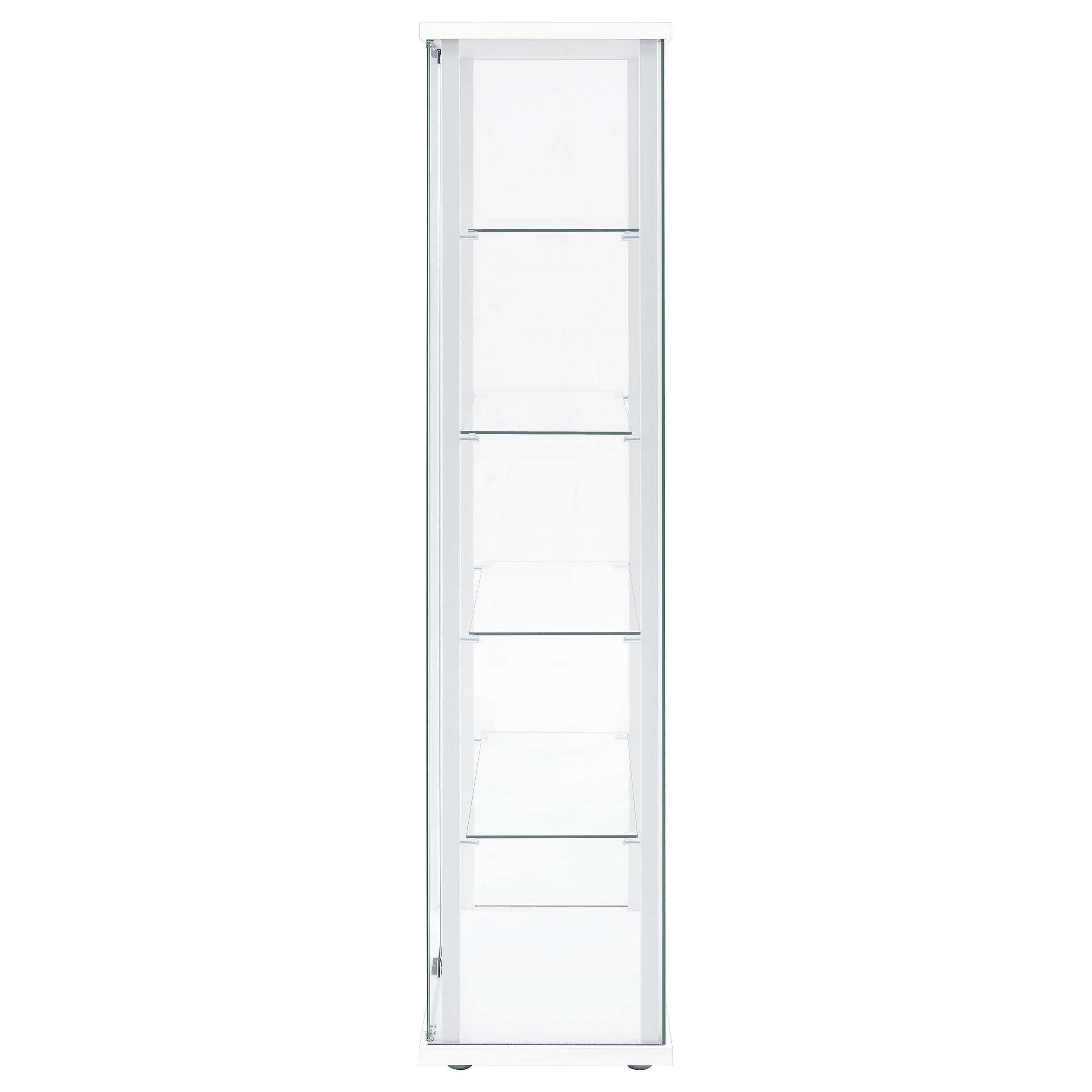 Delphinium 4-shelf Clear Glass Curio Display Cabinet White